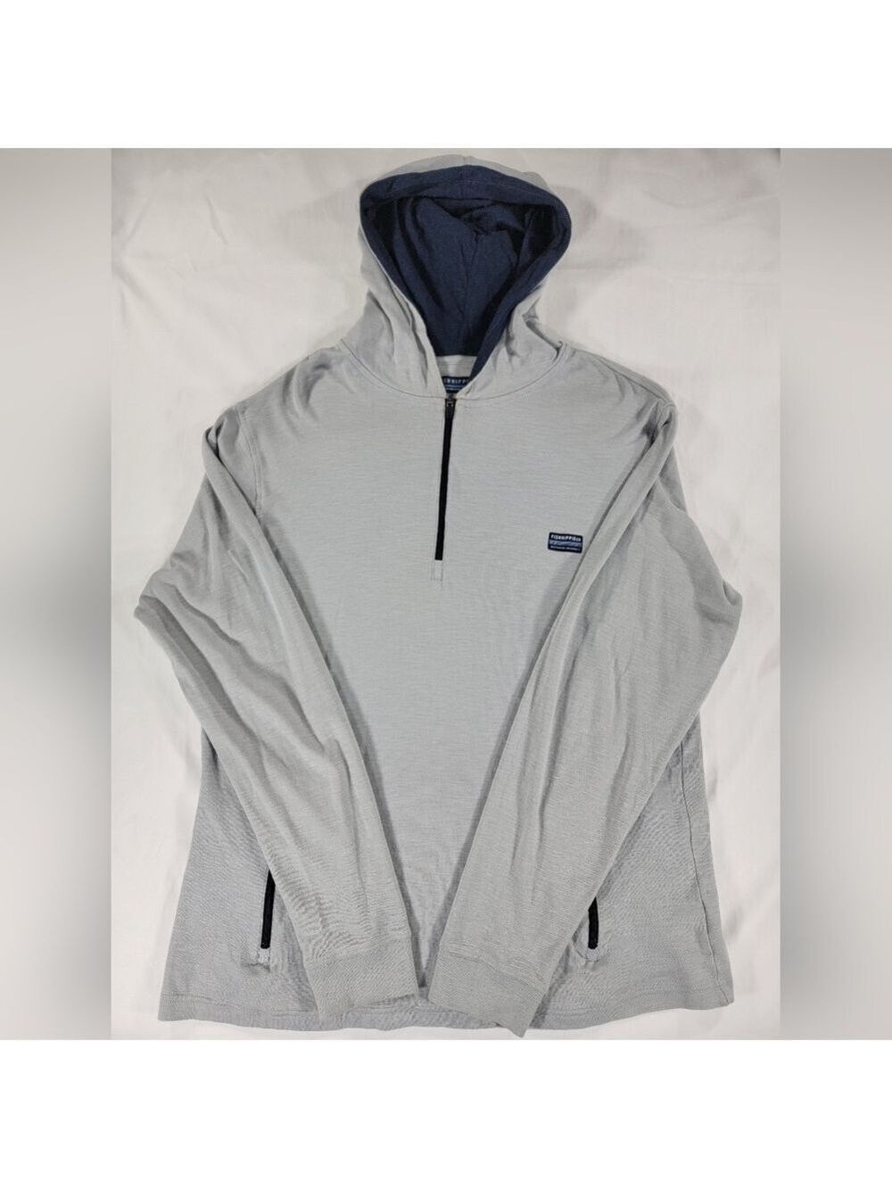 Fishhippie Womens XL 1/4 Zip Pullover Hoodie Sweatshirt Lightweight Gray Pockets